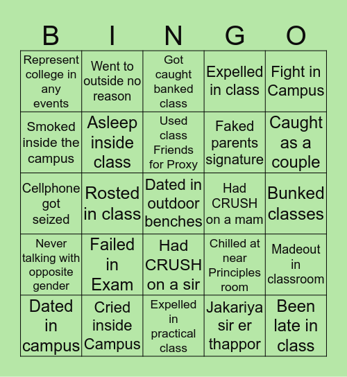 Govt City College Rajshahi Bingo Card