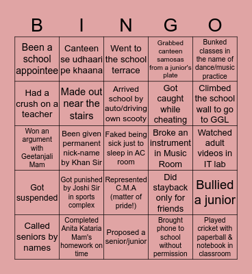 The CMAites' BINGO! Bingo Card
