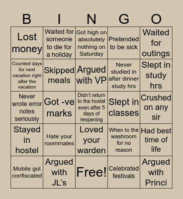 NARAYANA TIMES Bingo Card