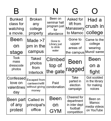 Mamoc Bingo Card