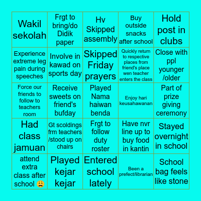 SJK(T) SARASWATHY, KL Bingo Card