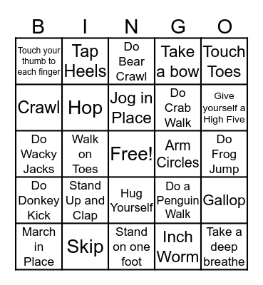 Preschool & PreKindergarten Bingo Card