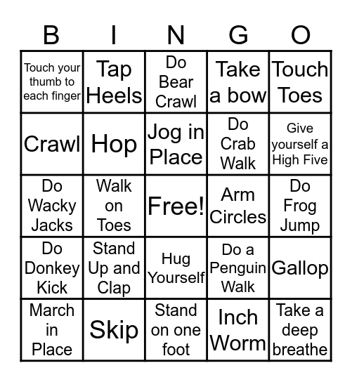 Preschool & PreKindergarten Bingo Card