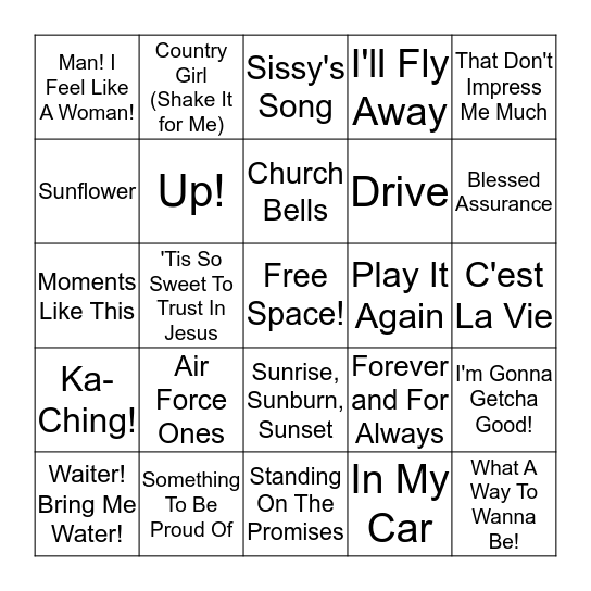 Stephanie's Music Bingo Card