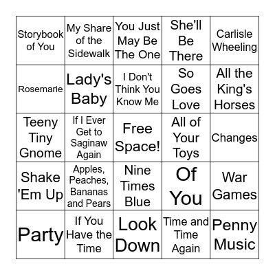 Monkees 2 Bingo Card