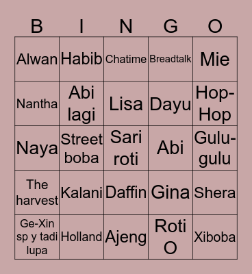 BINGO WIFF JAMET Bingo Card