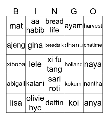 Culametan Bingo Card