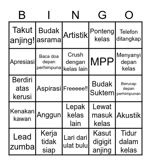 Ptem Bugaya Bingo Card