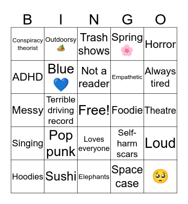 Megan Bingo Card