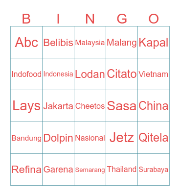 SISY Bingo Card