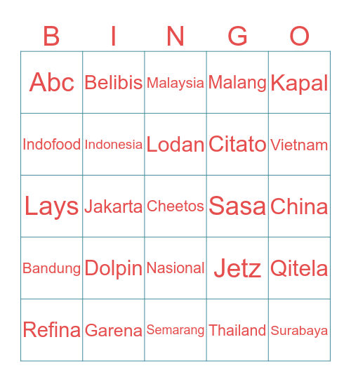 SISY Bingo Card