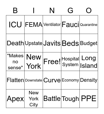 Cuomo COVID-19 Press Conference B-I-N-G-) Bingo Card