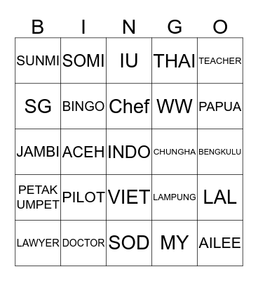 SEULGI’s Bingo Card