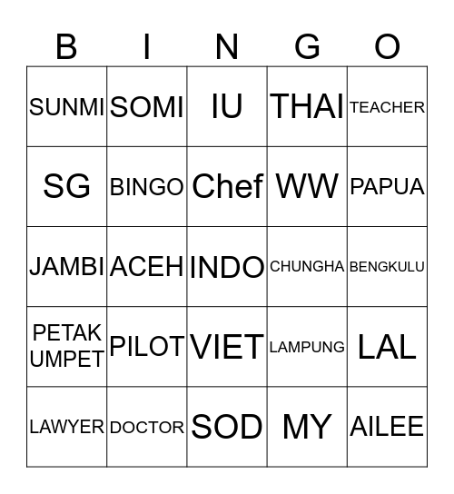 SEULGI’s Bingo Card