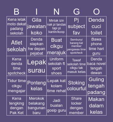 SMKAH Student's Bingo Card
