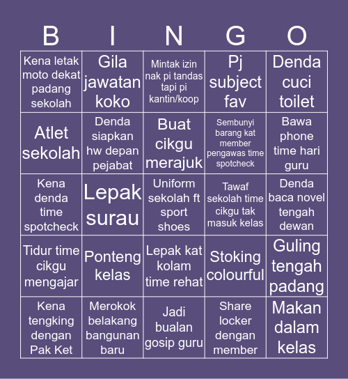 SMKAH Student's Bingo Card