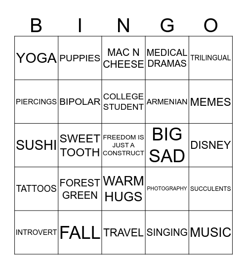 Bingo Card