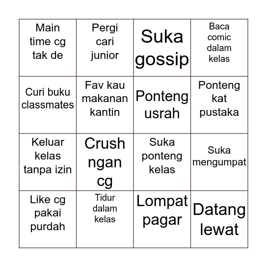 MSML TEMPLATE Bingo Card