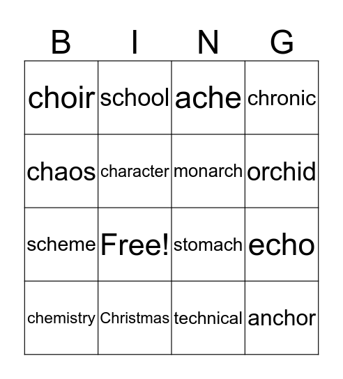 CH Bingo Card