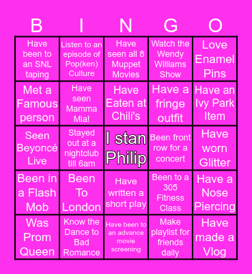 Philip Bingo Card