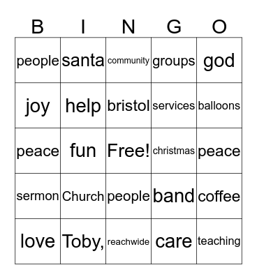 St Nicks Bingo Card