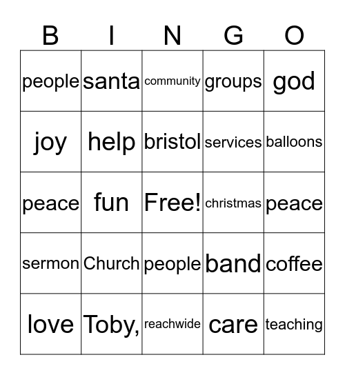 St Nicks Bingo Card