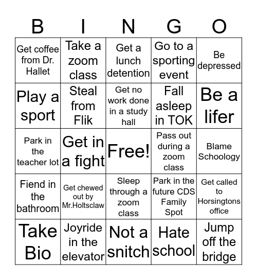 CDS Bingo Card