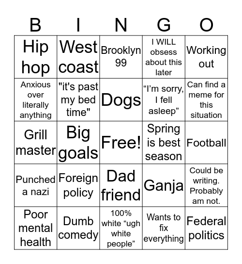 How much do we have in common? Bingo Card