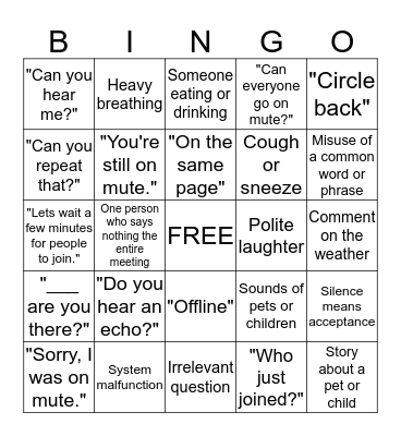 Skype for Business Bingo Card
