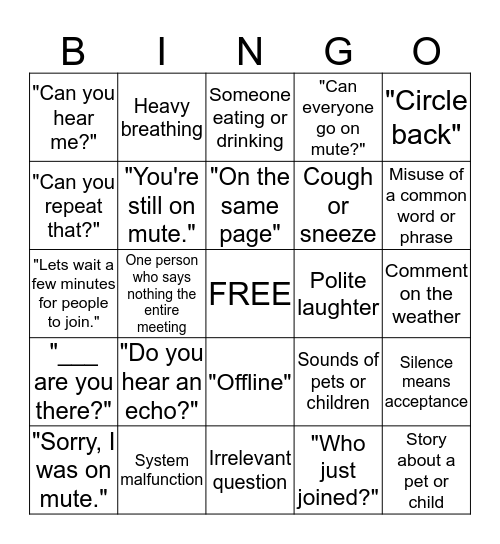 Skype for Business Bingo Card