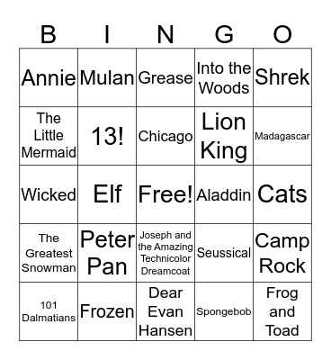 Musical Theater - MYT 1 Bingo Card