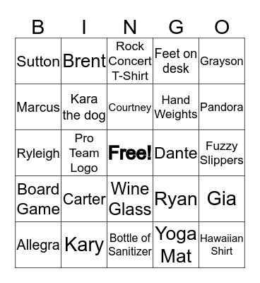 Video Call Bingo Card
