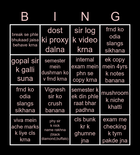 KISD Bingo Card