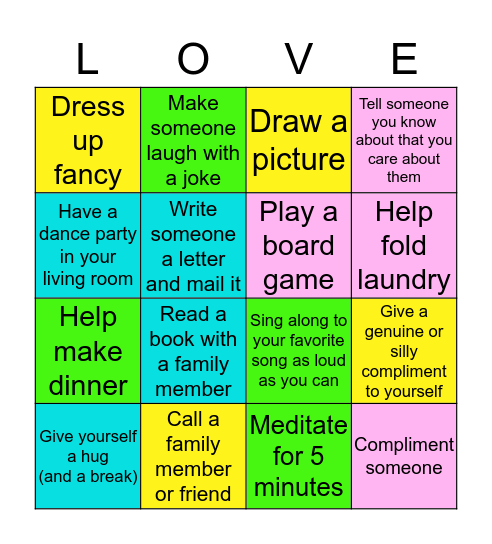 LOVE & KINDNESS BINGO! Bingo Card