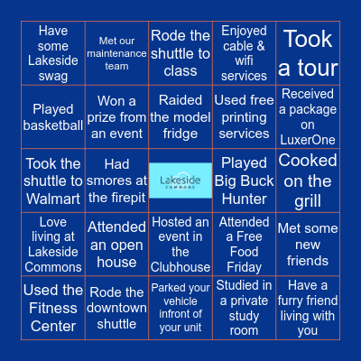 Lakeside Commons Bingo Card