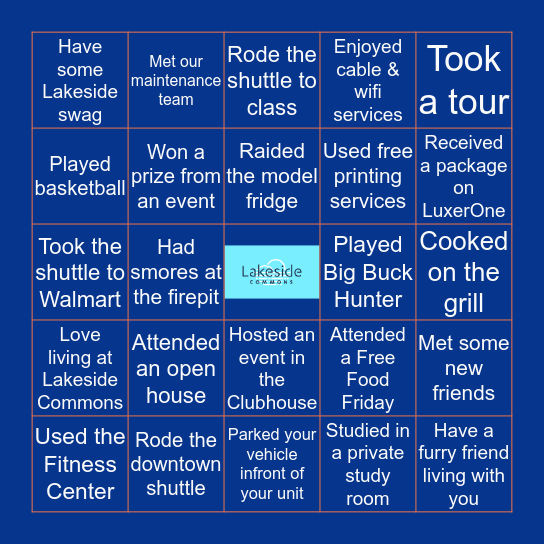 Lakeside Commons Bingo Card