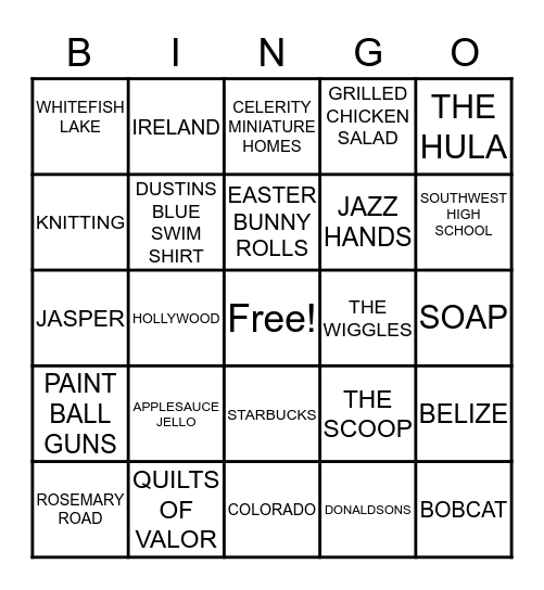 ANDERSON FAMILY BINGO Card