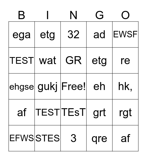 Untitled Bingo Card