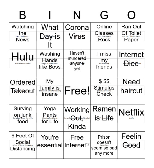 Corona Virus - Stayin'Alive Bingo Card