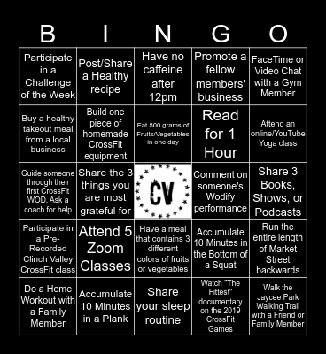 Clinch Valley CrossFit's Quaranbingo Card