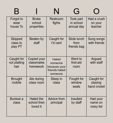 MADANLAL KHEMANI VIVEKANANDA VIDYALAYA Bingo Card