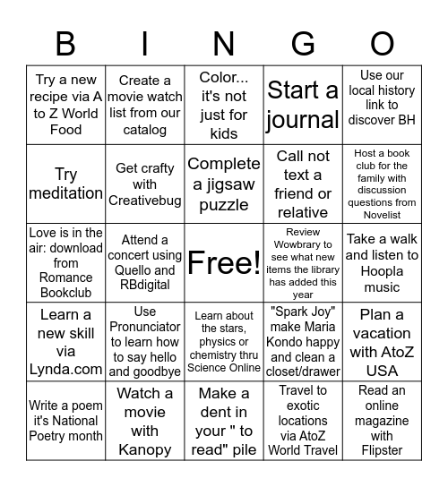 BHPL BINGO Card