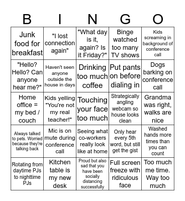 OCDO WFH BINGO Card