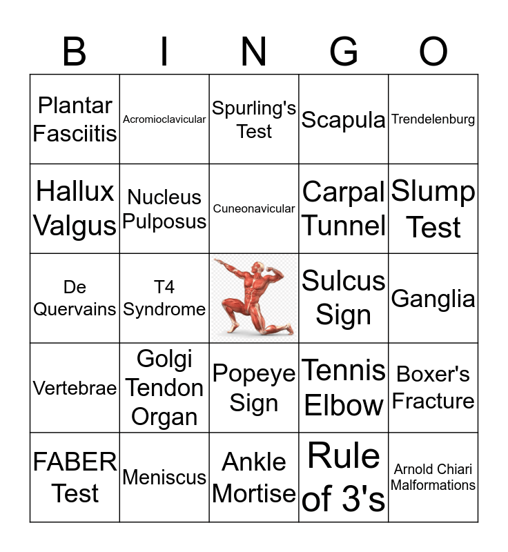 Musculoskeletal Bingo Card