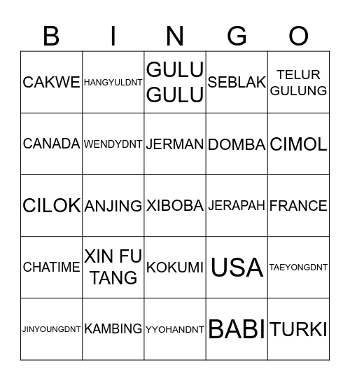 Untitled Bingo Card