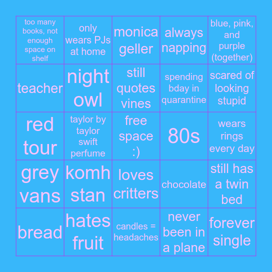 How similar are you to Logan? Bingo Card