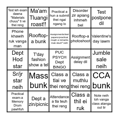 Puc Psych Dept Bingo Card