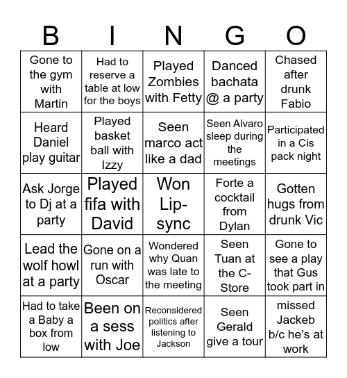 DXD  Bingo Card