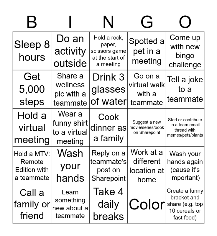 Play Wellness Bingo Online | BingoBaker