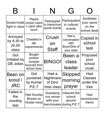 TAGORE Bingo Card
